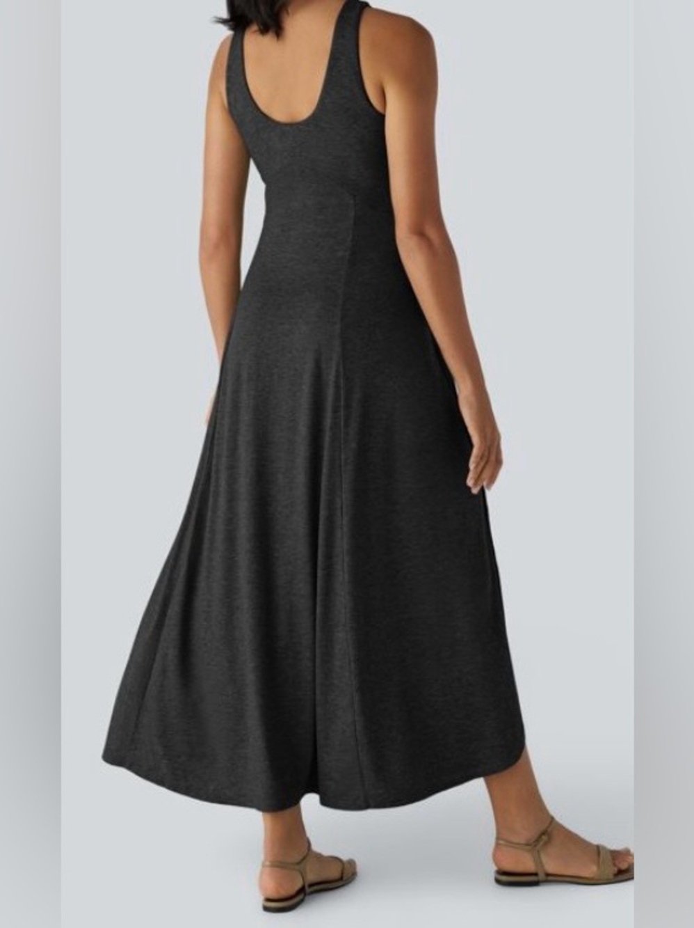 XLARGE .  HALARA U NECK BACKLESS SPLIT FLOWY MAXI TANK DRESS - Picture 3 of 9